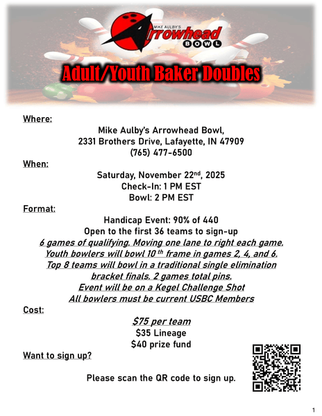 Adult/Youth Baker Doubles Team Entry