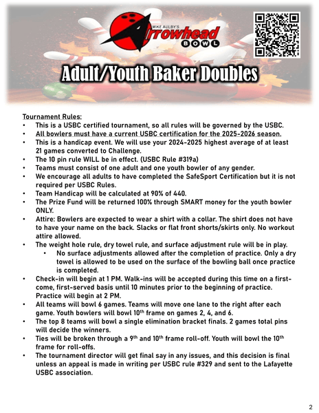 Adult/Youth Baker Doubles Team Entry